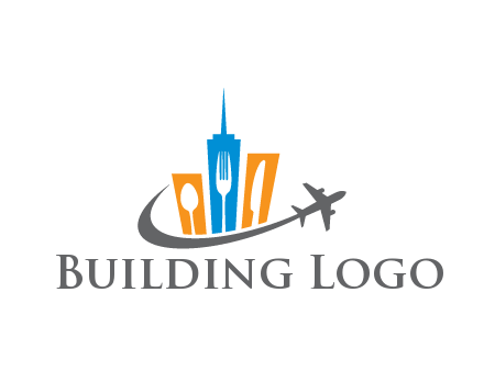 negative spacing utensils in skyscrapers with swoosh and airplane