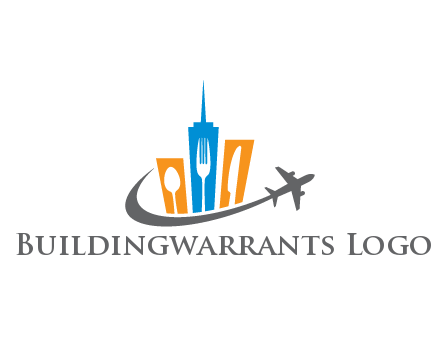 negative spacing utensils in skyscrapers with swoosh and airplane
