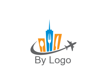 negative spacing utensils in skyscrapers with swoosh and airplane