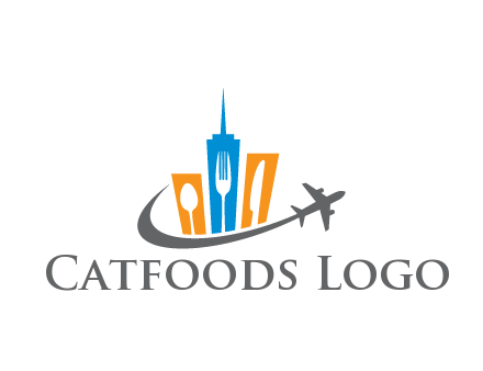 negative spacing utensils in skyscrapers with swoosh and airplane