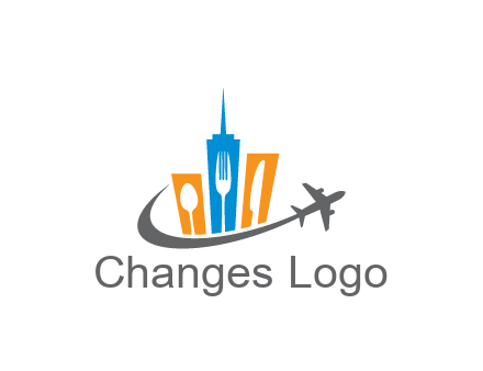 negative spacing utensils in skyscrapers with swoosh and airplane
