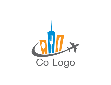 negative spacing utensils in skyscrapers with swoosh and airplane