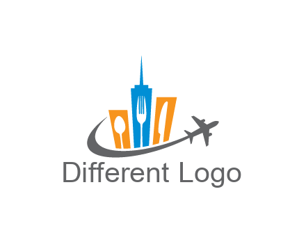 negative spacing utensils in skyscrapers with swoosh and airplane