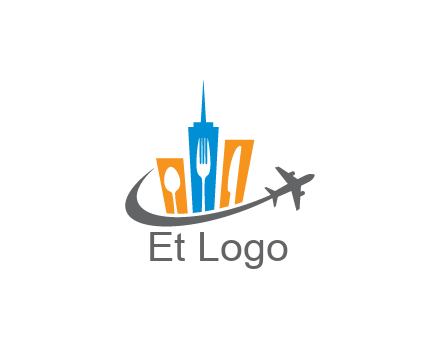 negative spacing utensils in skyscrapers with swoosh and airplane