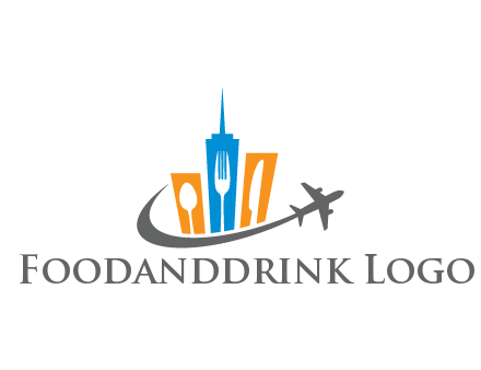 negative spacing utensils in skyscrapers with swoosh and airplane