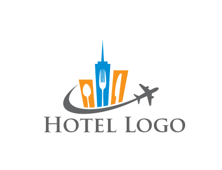 negative spacing utensils in skyscrapers with swoosh and airplane