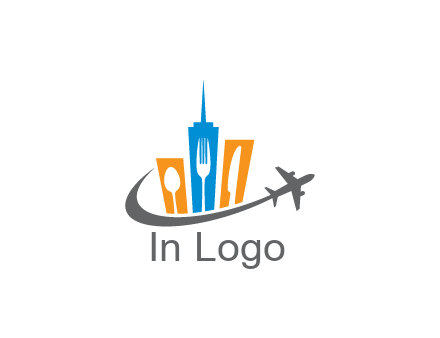 negative spacing utensils in skyscrapers with swoosh and airplane