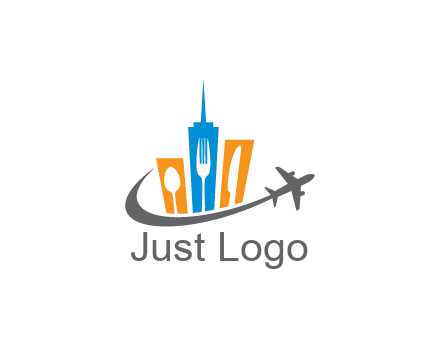 negative spacing utensils in skyscrapers with swoosh and airplane