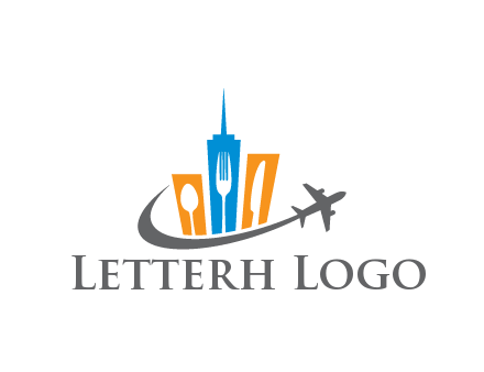 negative spacing utensils in skyscrapers with swoosh and airplane