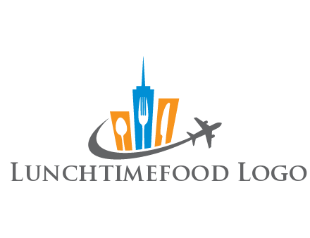 negative spacing utensils in skyscrapers with swoosh and airplane