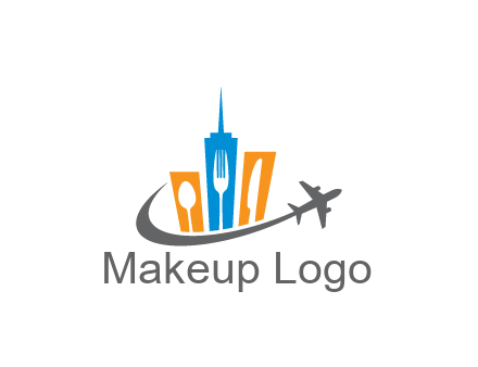 negative spacing utensils in skyscrapers with swoosh and airplane