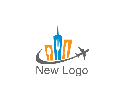 negative spacing utensils in skyscrapers with swoosh and airplane