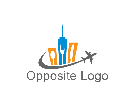 negative spacing utensils in skyscrapers with swoosh and airplane