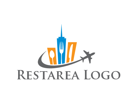 negative spacing utensils in skyscrapers with swoosh and airplane