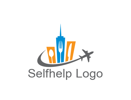 negative spacing utensils in skyscrapers with swoosh and airplane