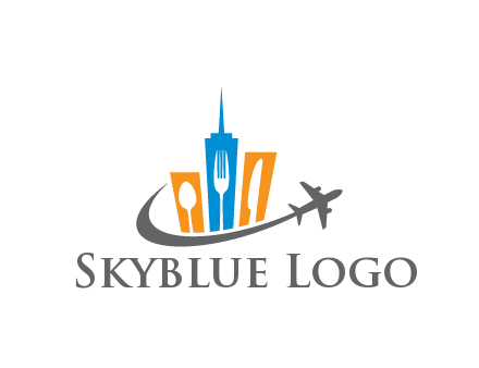 negative spacing utensils in skyscrapers with swoosh and airplane