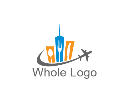 negative spacing utensils in skyscrapers with swoosh and airplane