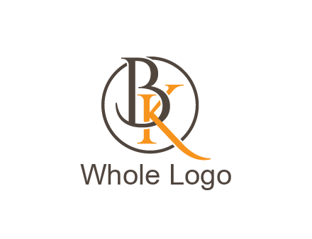 letter B and letter K intertwining with each other in circle