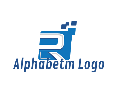 negative spacing letter R in square with pixels