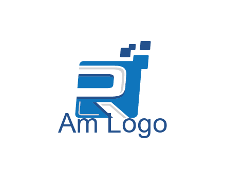 negative spacing letter R in square with pixels