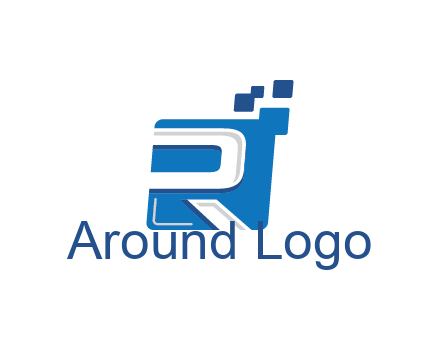 negative spacing letter R in square with pixels