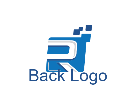 negative spacing letter R in square with pixels