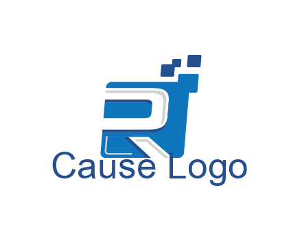 negative spacing letter R in square with pixels