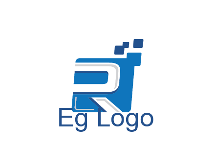 negative spacing letter R in square with pixels