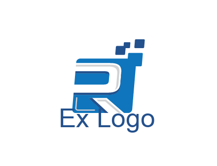 negative spacing letter R in square with pixels