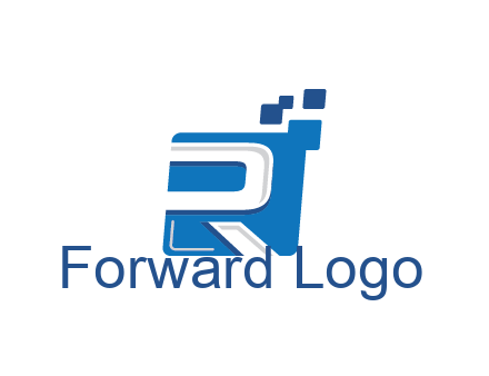 negative spacing letter R in square with pixels