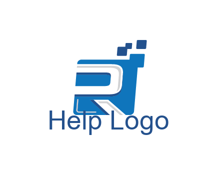 negative spacing letter R in square with pixels