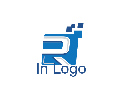 negative spacing letter R in square with pixels
