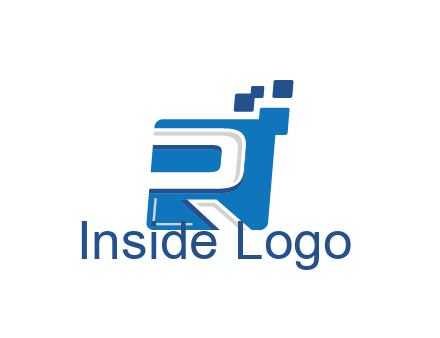 negative spacing letter R in square with pixels
