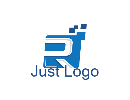 negative spacing letter R in square with pixels