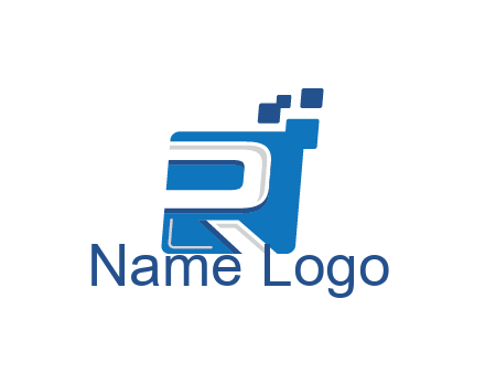 negative spacing letter R in square with pixels