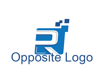 negative spacing letter R in square with pixels