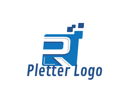 negative spacing letter R in square with pixels
