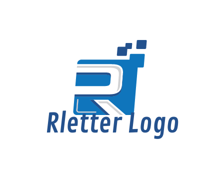 negative spacing letter R in square with pixels