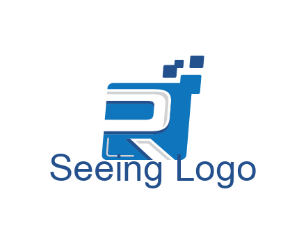 negative spacing letter R in square with pixels