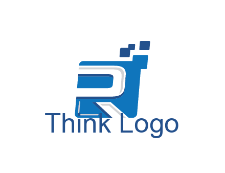 negative spacing letter R in square with pixels