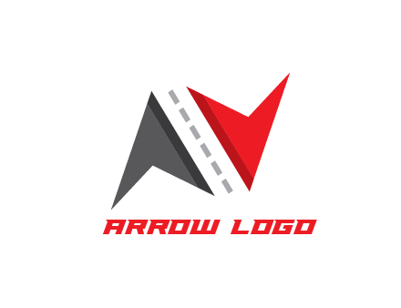 arrows with dotted line in between forming road