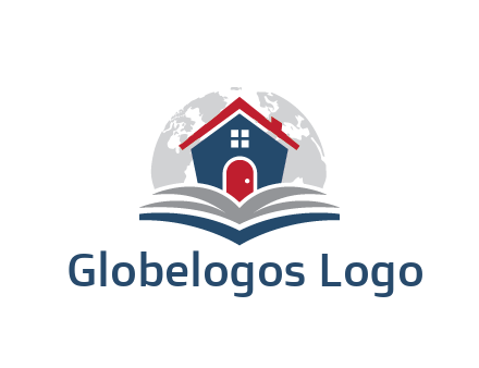 globe behind house with book