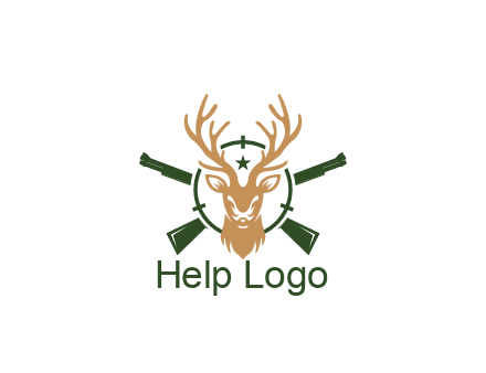 hunting rifles behind deer head on target with star
