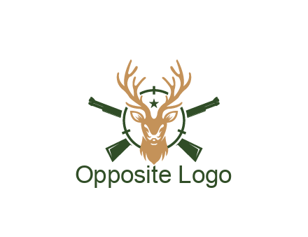 hunting rifles behind deer head on target with star