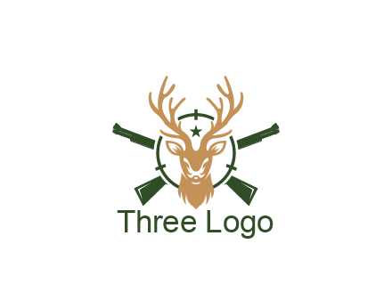 hunting rifles behind deer head on target with star