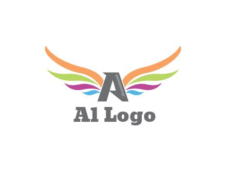 letter A with colorful wings