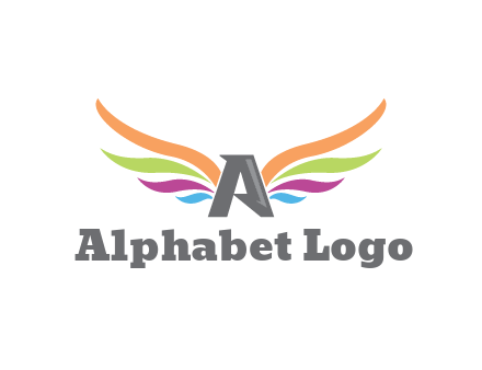 letter A with colorful wings