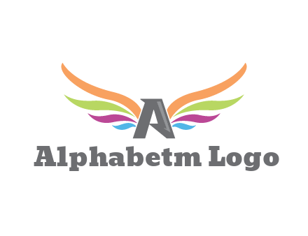 letter A with colorful wings