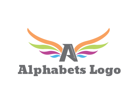 letter A with colorful wings