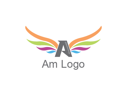 letter A with colorful wings